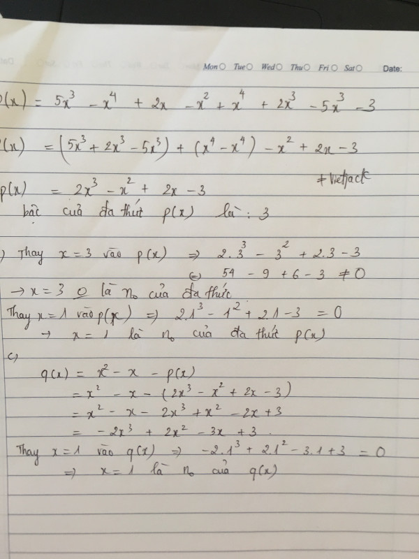 cho đa thức Px=5x3x4+2xx2+x2+x4+2x35x33a. thu gọn và tì
