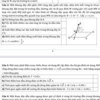 Một khung d}y dẫn gồm 200 vòng d}y quấn nối tiếp, diện tích mỗi vòng là 60cm2
khung d}y đặt trong từ trường đều, đường sức từ đi qua đỉnh M vuông góc với cạnh MN v{
hợp với cạnh MQ một góc 30độ như hình vẽ. Khung d}y quay đều với tốc độ 20 vòng/giây
trong một từ trường đều quanh trục quay MN có cảm ứng từ  B = 2.10^-2T. lấy pi=3.125
a) Từ thông ban đầu qua khung dây là 0.