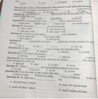 The people…are all professionals 
A with I work.         B keep pace with 
C catch sight of.    D look out for