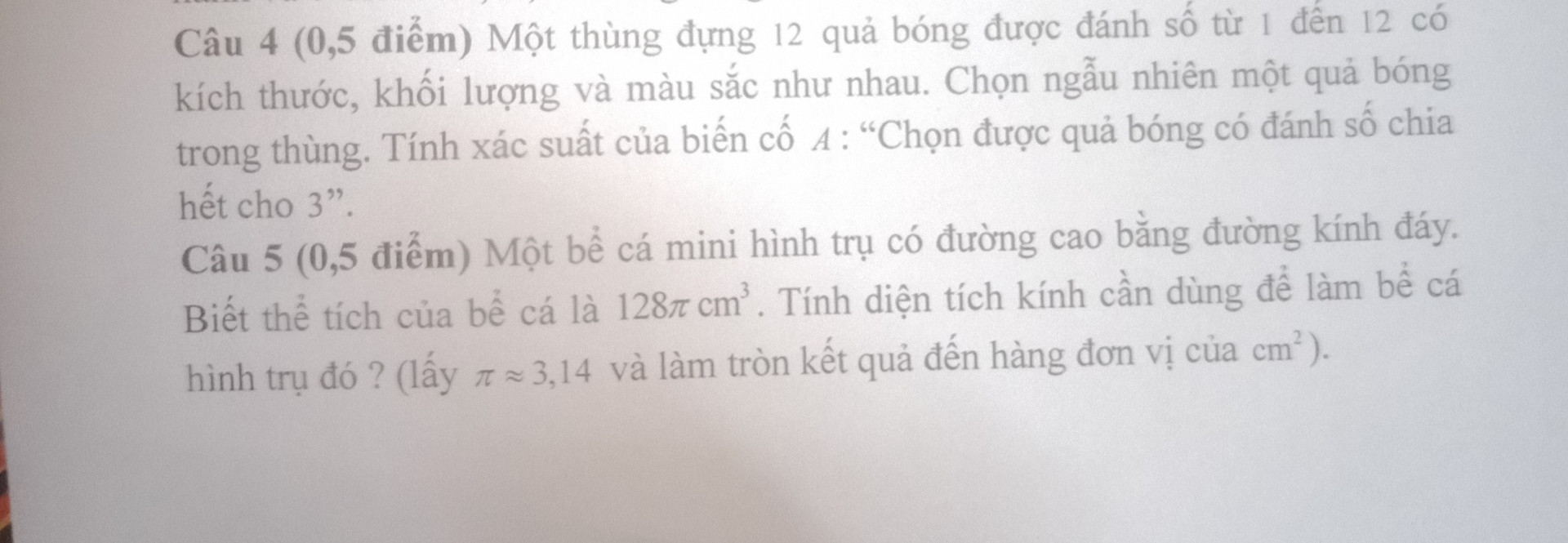 Câu 10 một hộp đựng 50 viên bi có cùng khối lượng và kích thước trong đó Có 25 v...