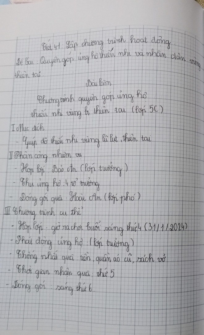 Lập chương trình hoạt động