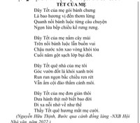 Viết đoạn văn 200 chữ nêu cảm nhận của em về những hình ảnh quen thuộc, gần gũi khi Tết đến Xuân về trong bài thơ “ Tết của mẹ “
