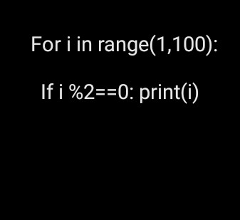 Viết chương trình in ra các số chẵn từ 1 đến 100