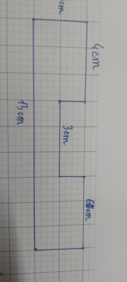 Tính diện tích miếng bìa có các kích thước theo hình vẽ dưới đây.