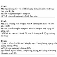 Câu 1: Một vật có khối lượng 10 kg chuyên động với vận tốc 3 m/s ở độ cao 2 m so với mặt đất. Cơ năng của vật tại vị trí đó là bao nhiêu?