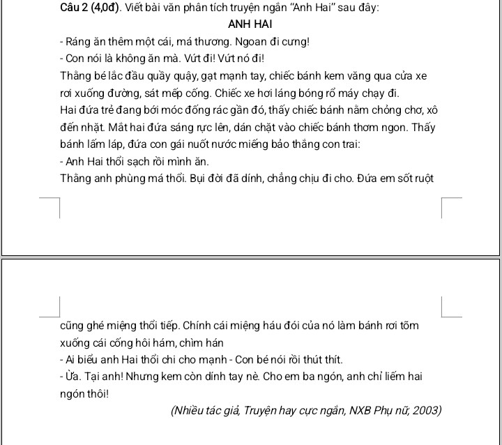 Phân tích truyện ngắn "Anh Hai" của Bùi Quang Minh