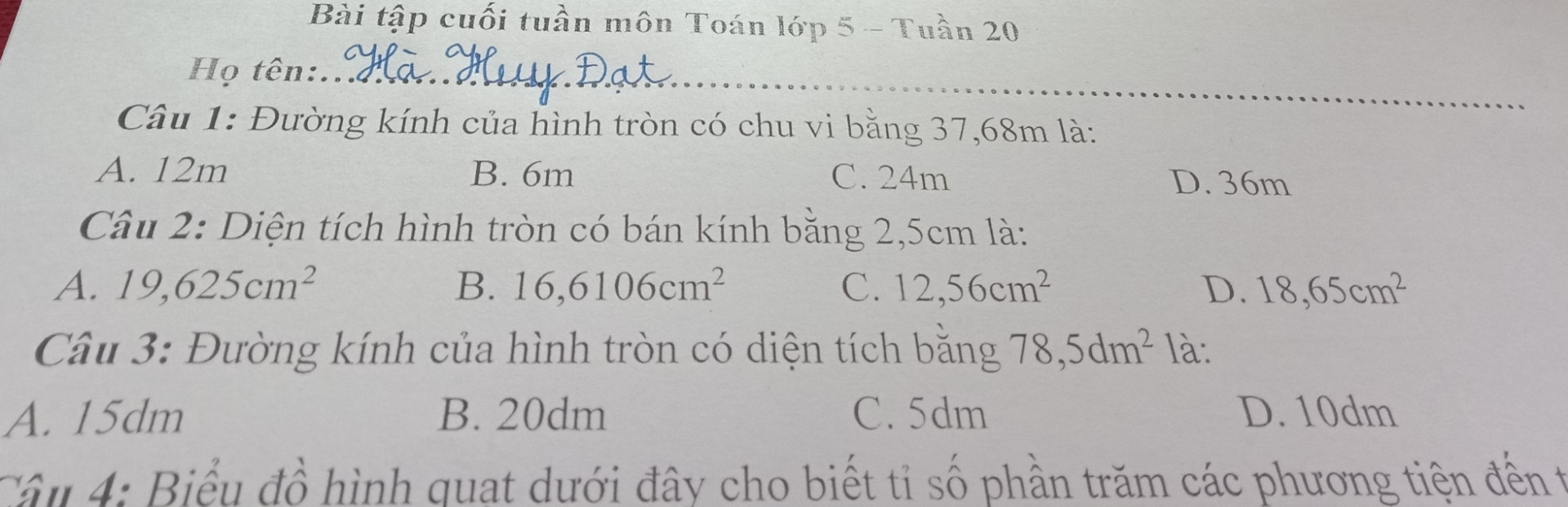 Đường kính của hinh