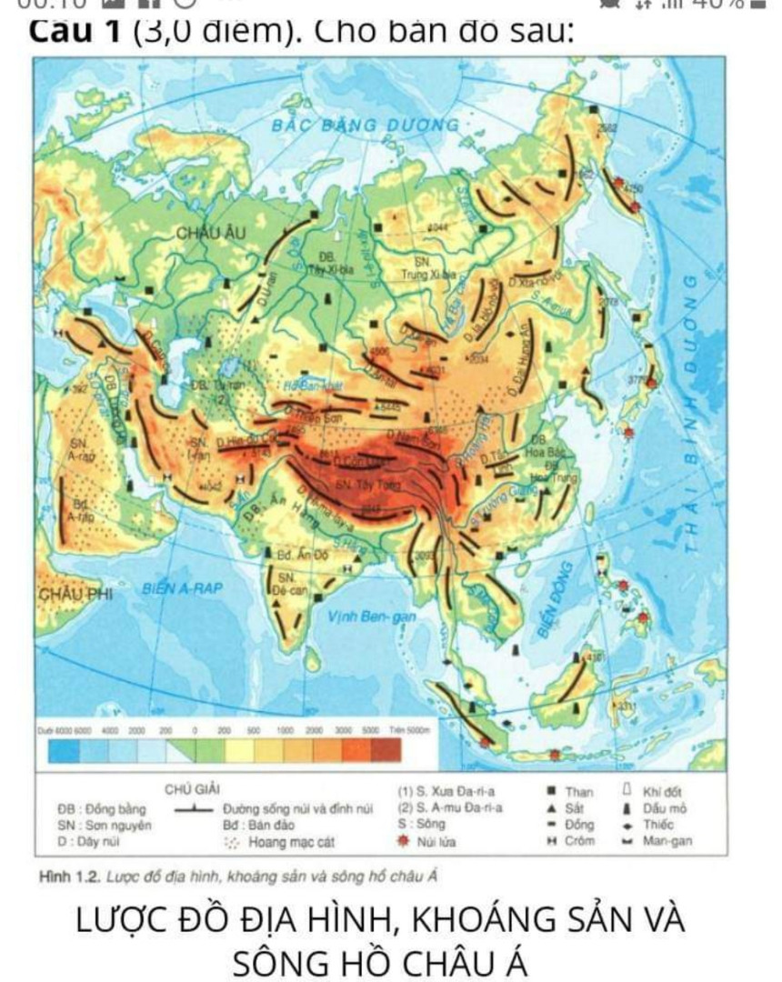 .Dự vào lược đồ địa hình và khoáng sản và sông hồ châu á. a. Kể tên các dòng sông lớn ở Châu á, nêu hướng chảy và đặc điểm thủy chế của chúng 
B. Nam á có mấy miền địa hình? Nêu rõ đặc điểm của mỗi miền