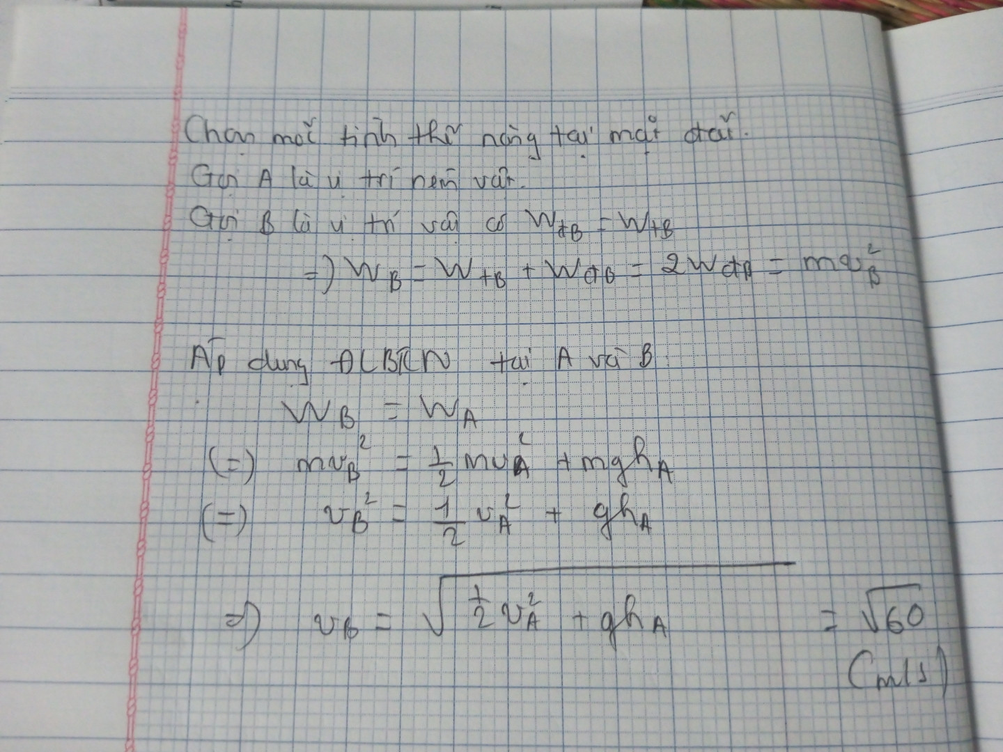 từ độ cao 1m so với mặt đất, một vật được ném thẳng đứng lên với v=10m/s. lấy g...