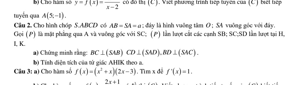 Cho hinh chop SABCD.có SA =SB=Sc=Sd .đáy là hinh thoi tâm O.Chứng minh SO vuông góc (ABCD)
BD vuông góc (SAC)