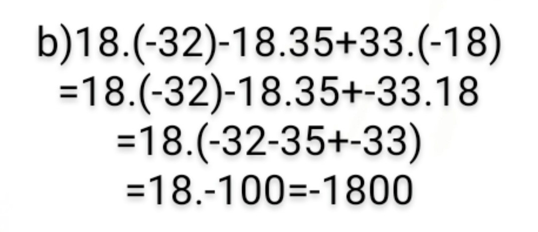 Tính thuận tiện:a)69.27-113.69+86.(-31)b)18.(-32)-18.35+33.(-18)
