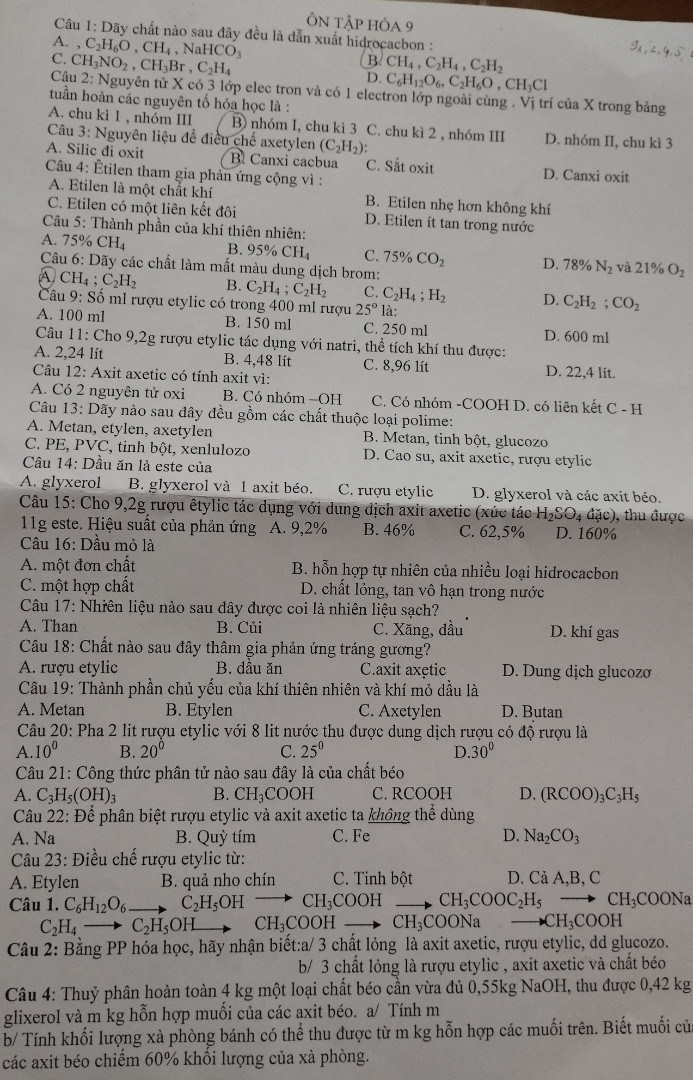 khi lên men giấm 6,9g rượi etylic loãng ta thu được axit axetic .Biết lượng rượi chuyển hoàn toàn thành axit axetic.Viết ptpứ. Tính khối lượng axit axetic thu được nếu hiệu xuất của phản ứng là 90%