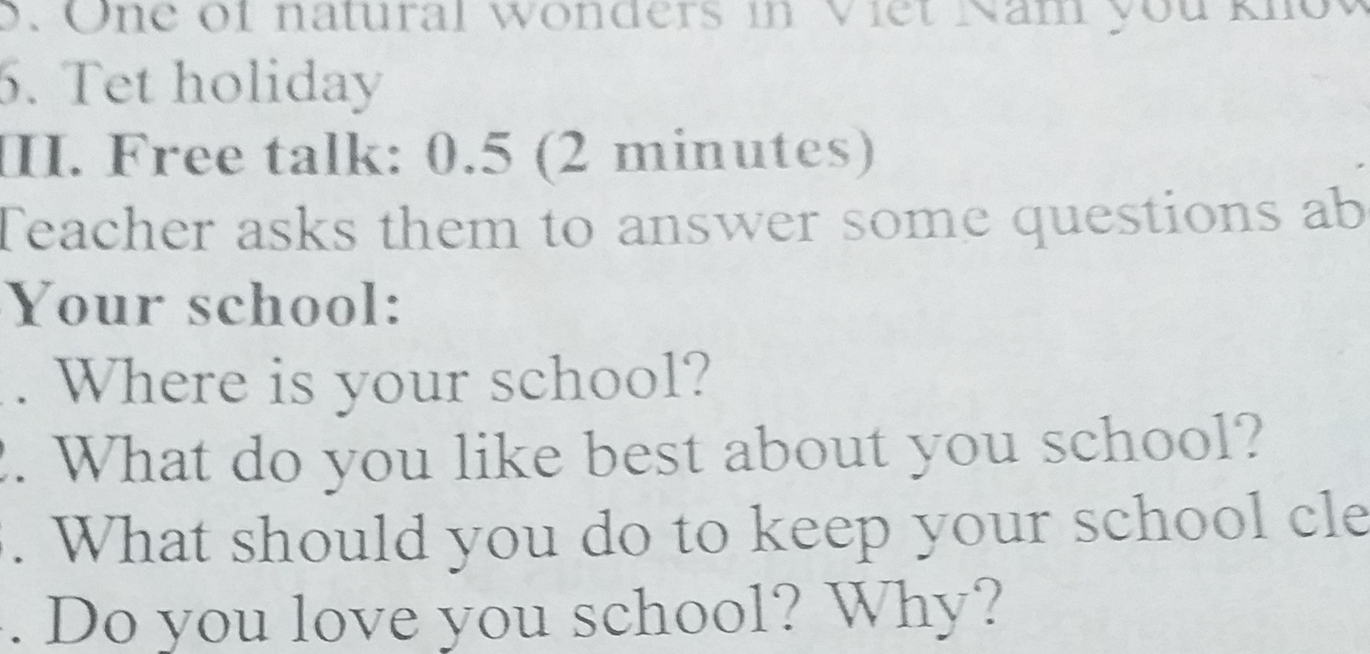 Tôi muốn một bài top bic về your school