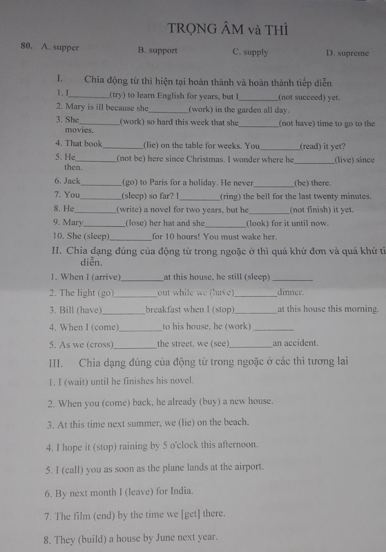 I (try)tớ learn English for years, but I ( not succeed) yet