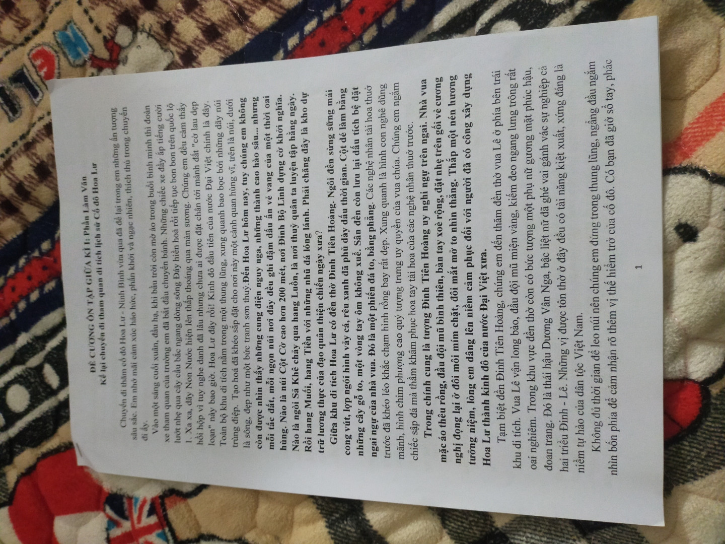 Bài thi giữa học kì : Viết bài văn kể lại 1 chuyến đi tham quan 1 di tích lịch s
