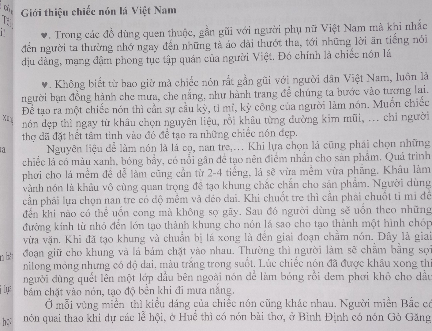 Thuyết minh về nón lá việt nam