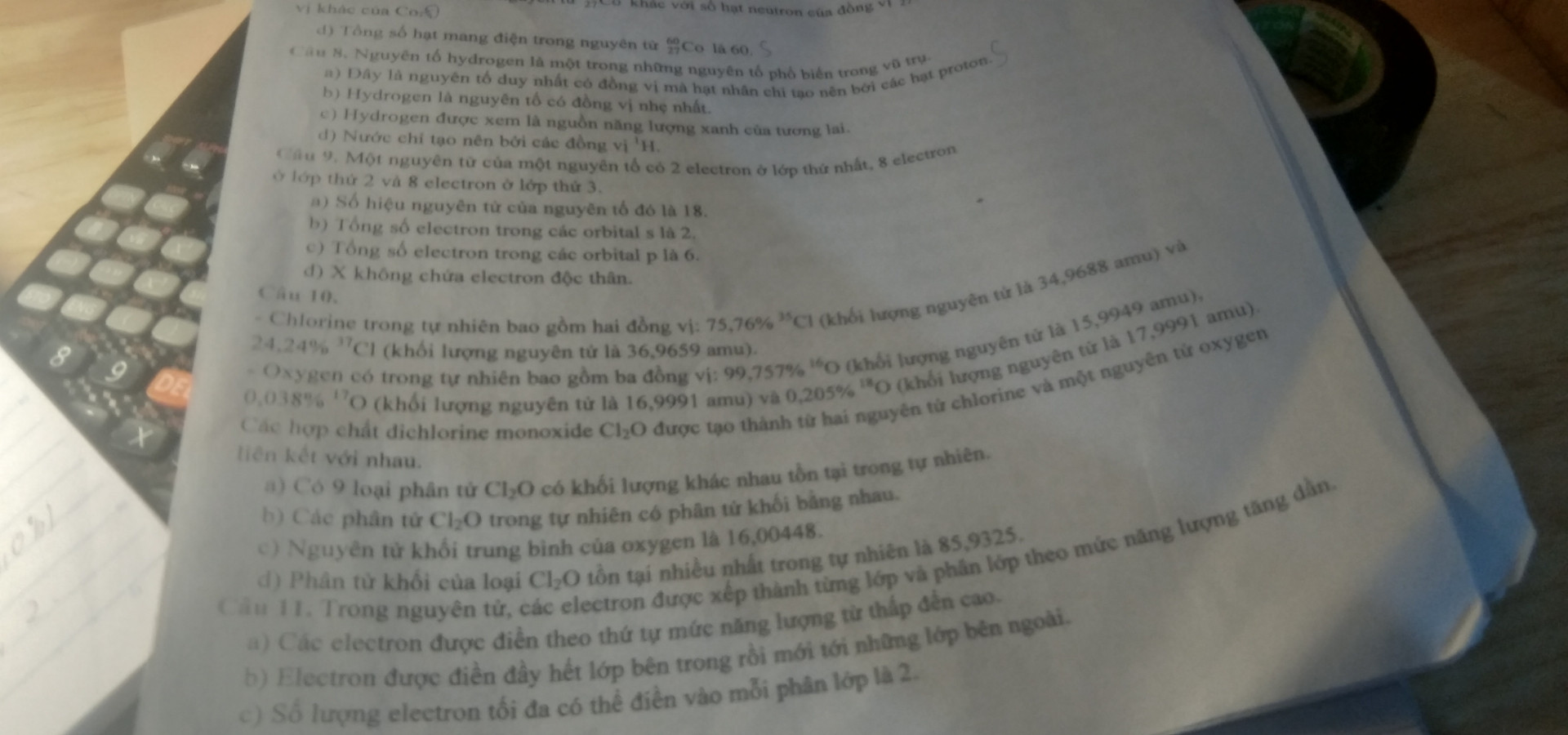 Hydrogen là nguyên tố có đồng vị nhẹ nhất đúng hy sai
