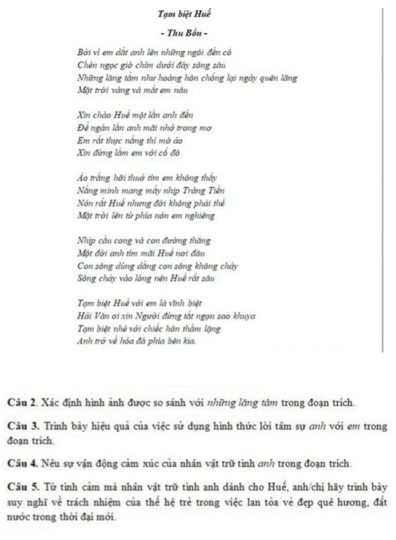 Xá định hình ảnh được so sánh với "những lăng tâm " trong bài thơ tạm biệt huế của thu bồn