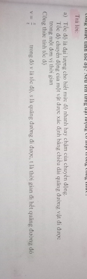 nêu khái niệm với công thức tính và đơn vị đo của tốc độ Nêu khái niệm với công thức tính và đơn vị đo của tốc độ