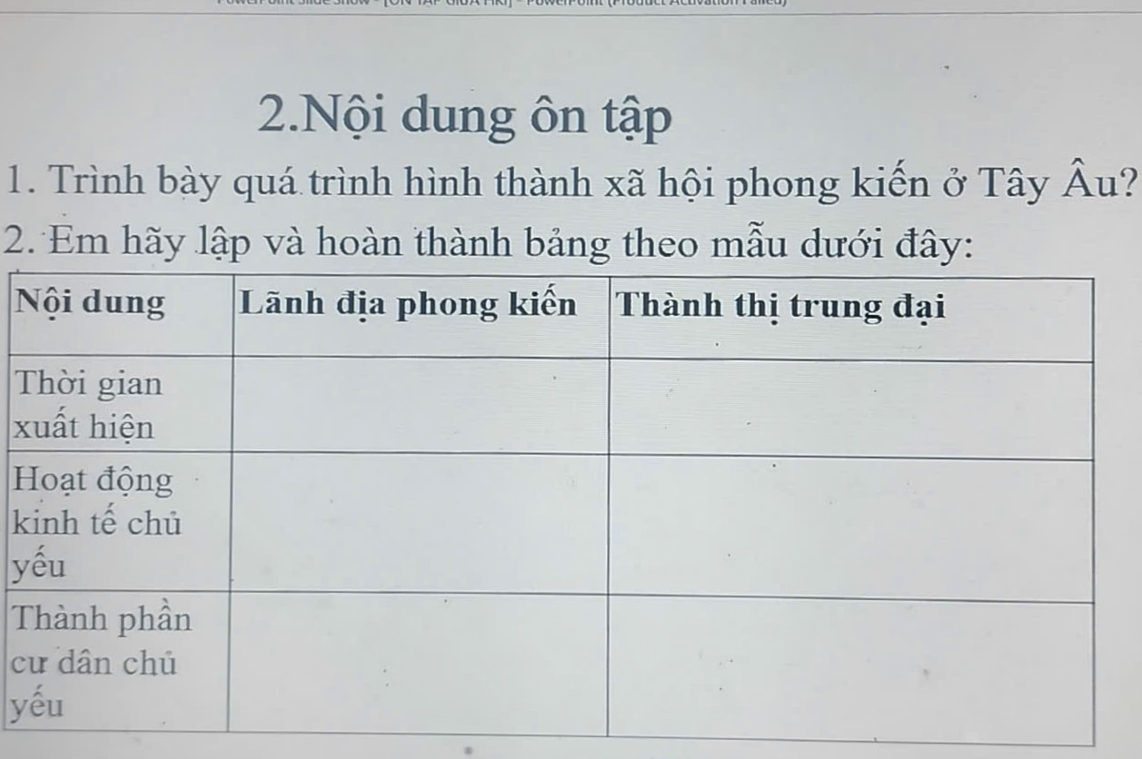 Trình bày quá trình hình thành xã hội phong kiến ở Tây âu
