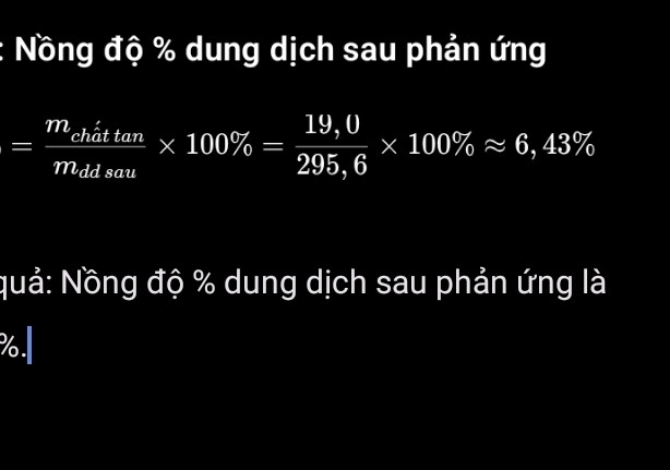 Cho 100 gam Na2CO3 10,6% vào 200 gam dd HCL 7,3%￸￸ Tính nồng độ % dd sau phản ứn