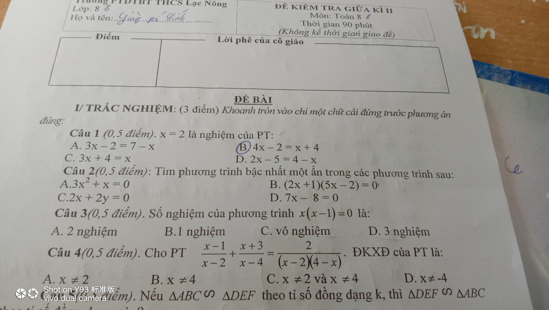 Cho hinh1.Biet DE//BC.so do x trong hinh la