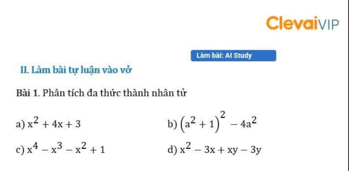 Phân tích đa thức thành nhân tử: x4 - x3 - x2 + 1