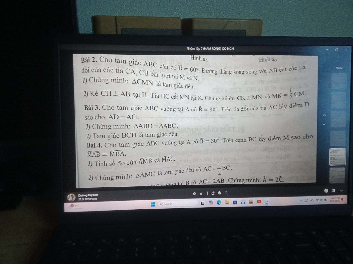 Cho tam giác ABC cân có góc B = 60 độ, đường thẳng song song với AB cắt các tia