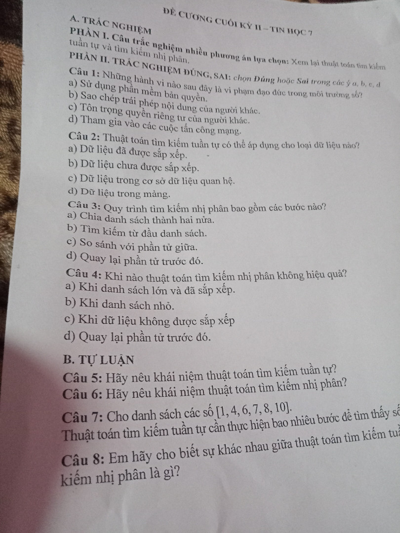 Em hãy mô tả thuật toán tìm kiếm tuần tự bằng ngôn ngữ tự nhiên?Áp dụng hãy tìm ra bạn Mai trong danh sách sau:Hoa, Lan, Huyền, Trâm,Mai, Khoa, Kiên, Trang.