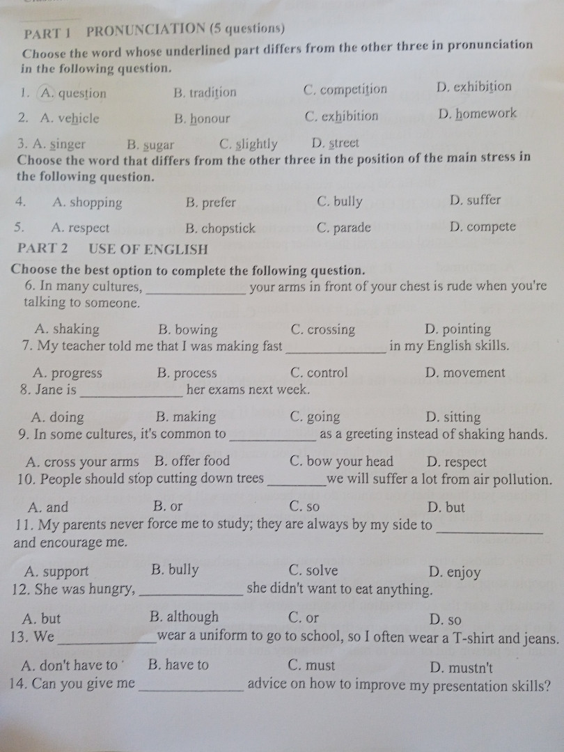 PART 1 PRONUNCIATION