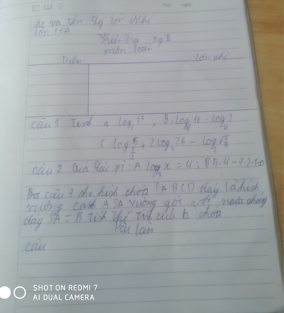 Tinh:alog35;B log16-log2