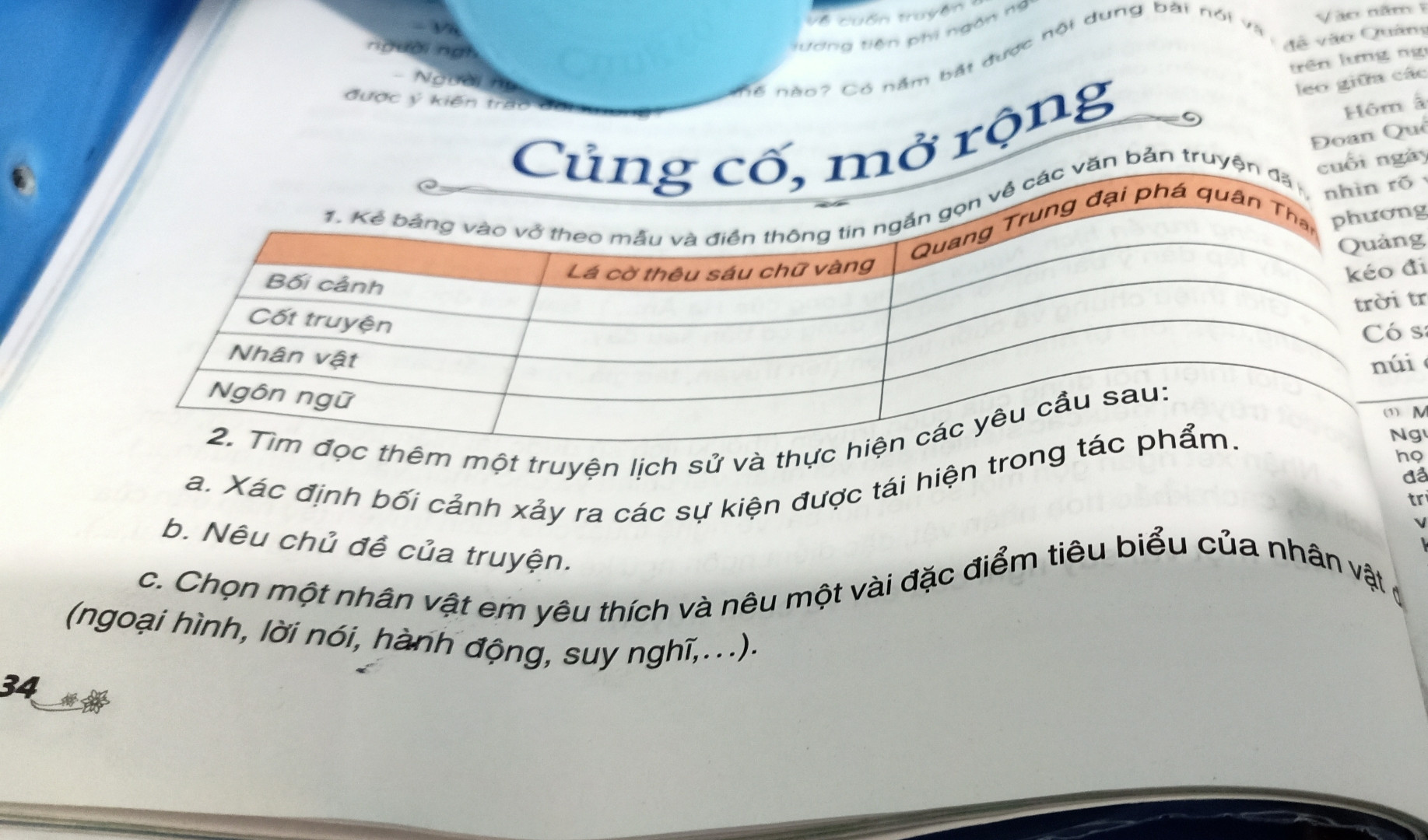 Cốt truyện của bài lá cờ thêu sáu chữ vàng