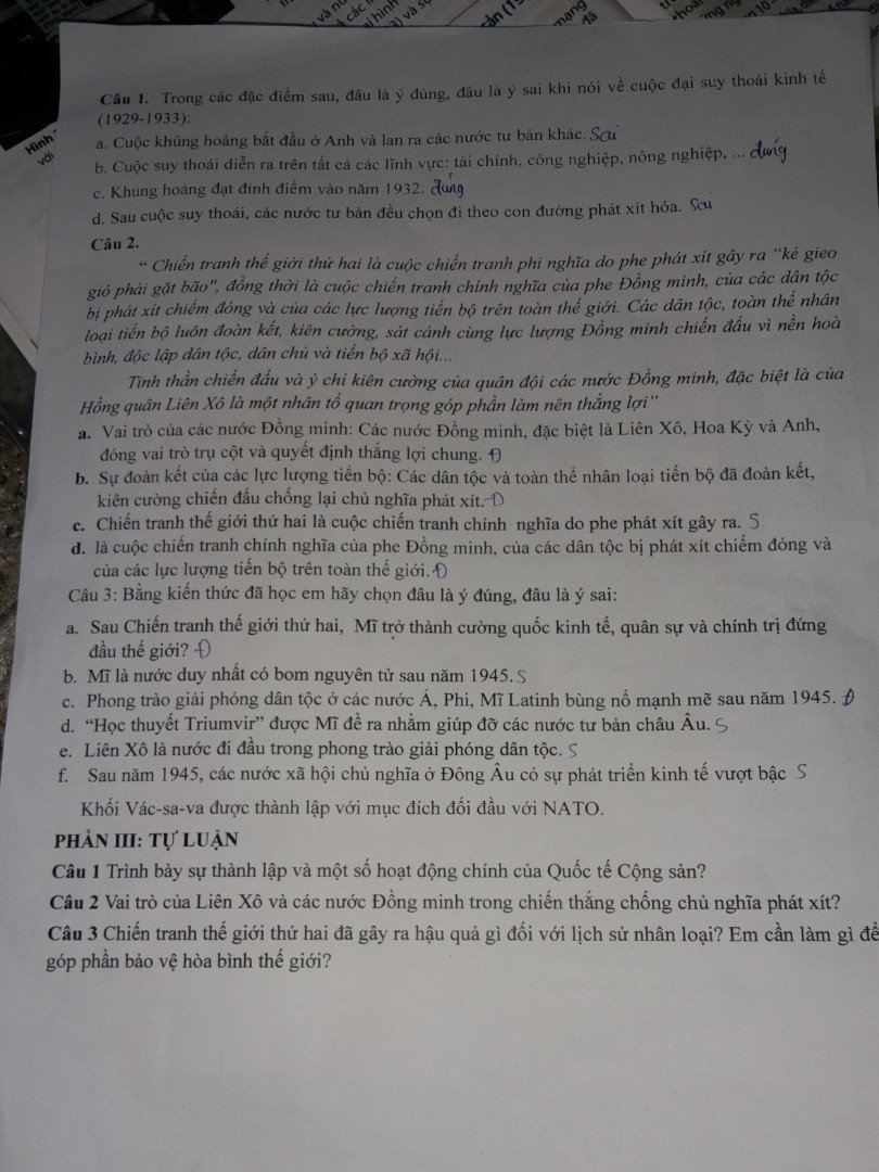 Giải đề cương ôn tập giữa học kỳ I lớp 9 môn lịch sử