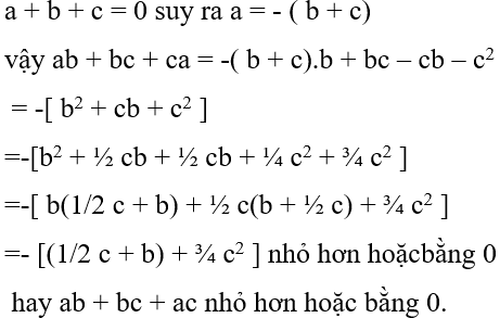 Cho A, B, C Thoả Mãn: A + B + C = 0. Chứng Minh Rằng: Ab+bc+ca Nhỏ Hơn ...