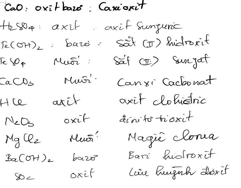 Trong Cac Chất Sau đay đau La Oxit Bazơ Axit Muối Gọi Ten Cac Hợp Chất Sau Cao H2so4 Fe Oh 2 Feso4 Caco3 Hcl N2o3 Mgcl Ba Oh 2 So2