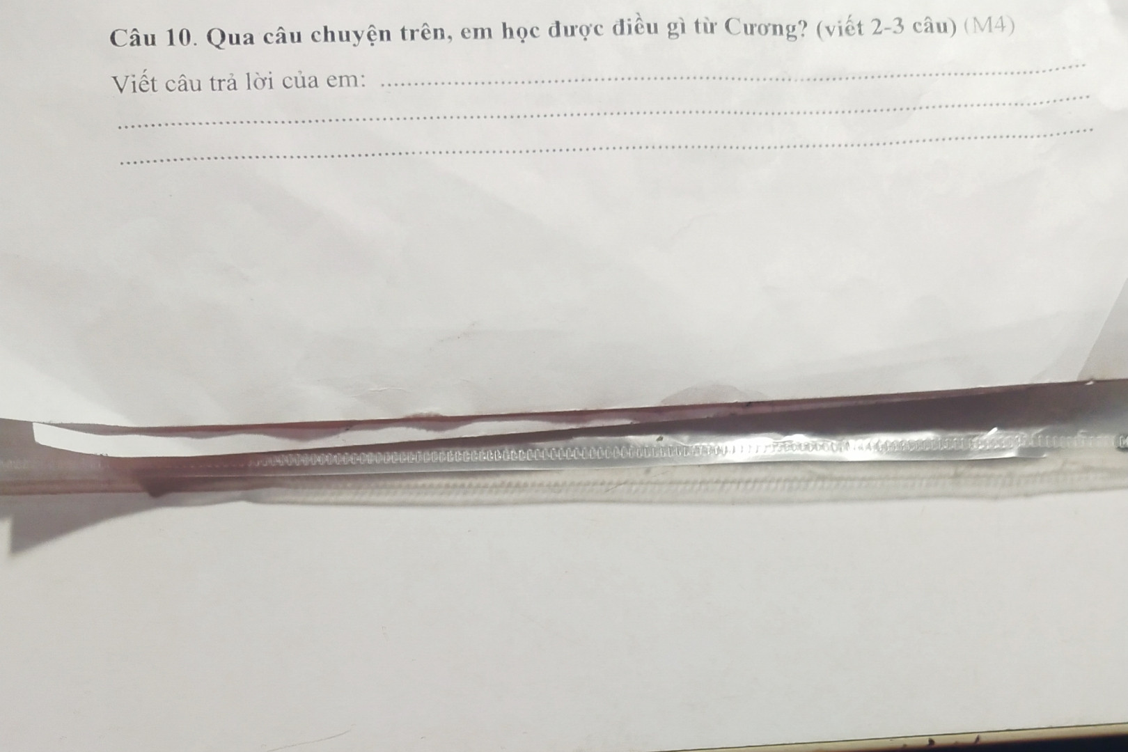 Câu Chuyện Trên em học được điều gì từ cương ,câu 2 hoặc câu 3 câu viết câu trả lời của em