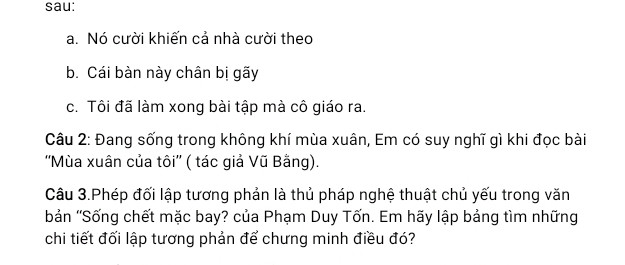 Đang sống trong không khí mùa xuân . Em có suy nghĩ gì khi đọc bài ''mùa Xuân của tôi '' của tác giả Vũ Bằng