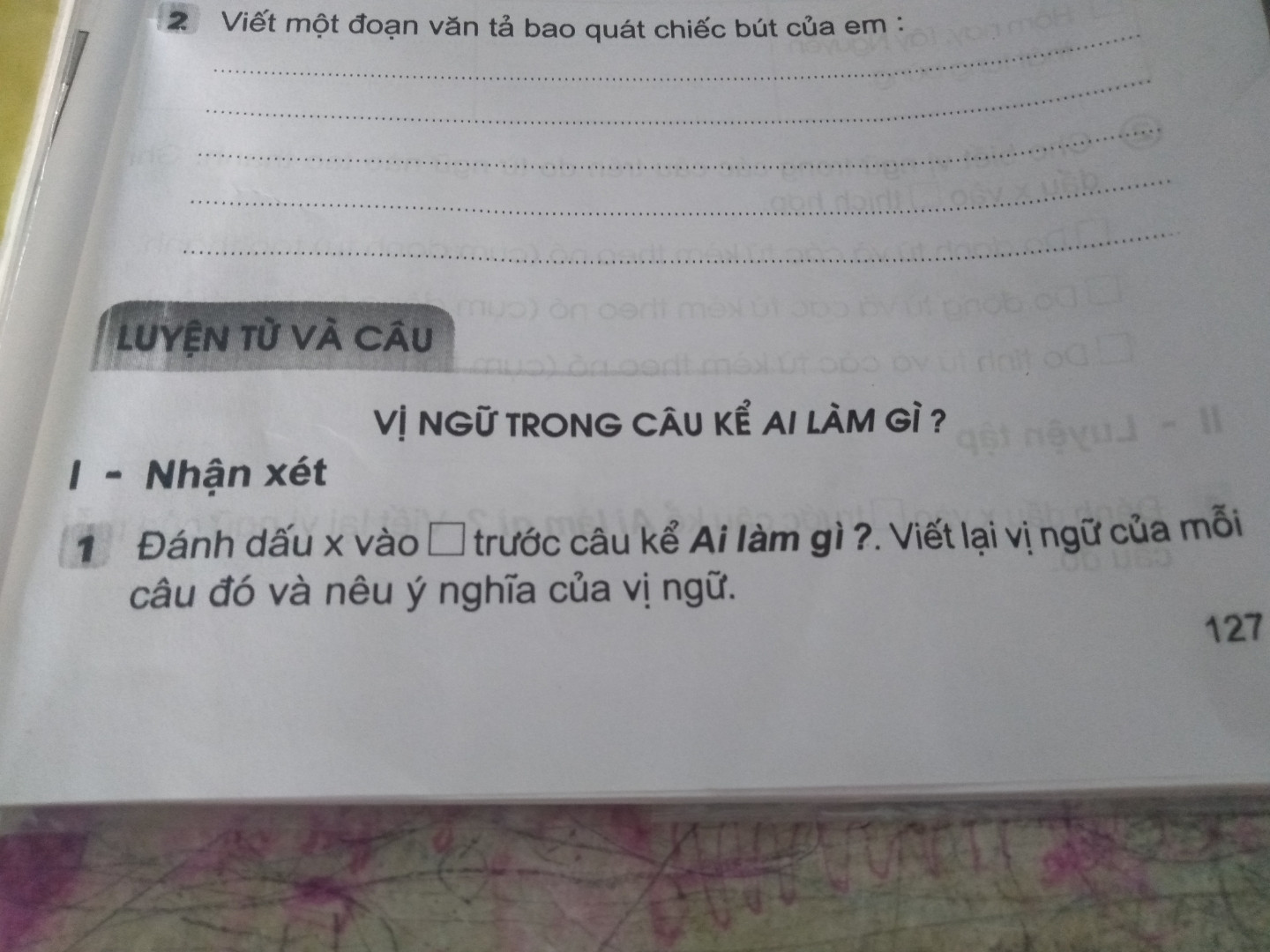 Vị ngữ trong câu kể ai làm gì giải dùm em