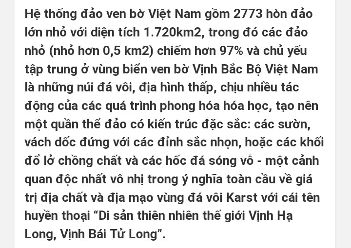 Các bạn ơiiiii giúp mình câu này mình cần gấp!!!!
Hệ thống các đảo ven bờ và xa bờ của nc ta?