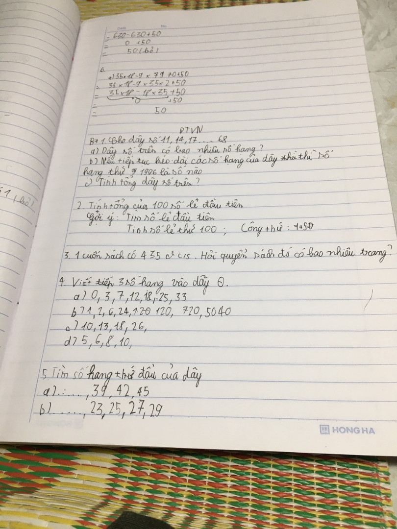 Cho dãy số 11;14;17;..;68
A) dãy số trên có bao nhiêu số hạng?
B) số hạng thứ 1996 cuả dãy là số nào?
Tính tổng dãy số trên