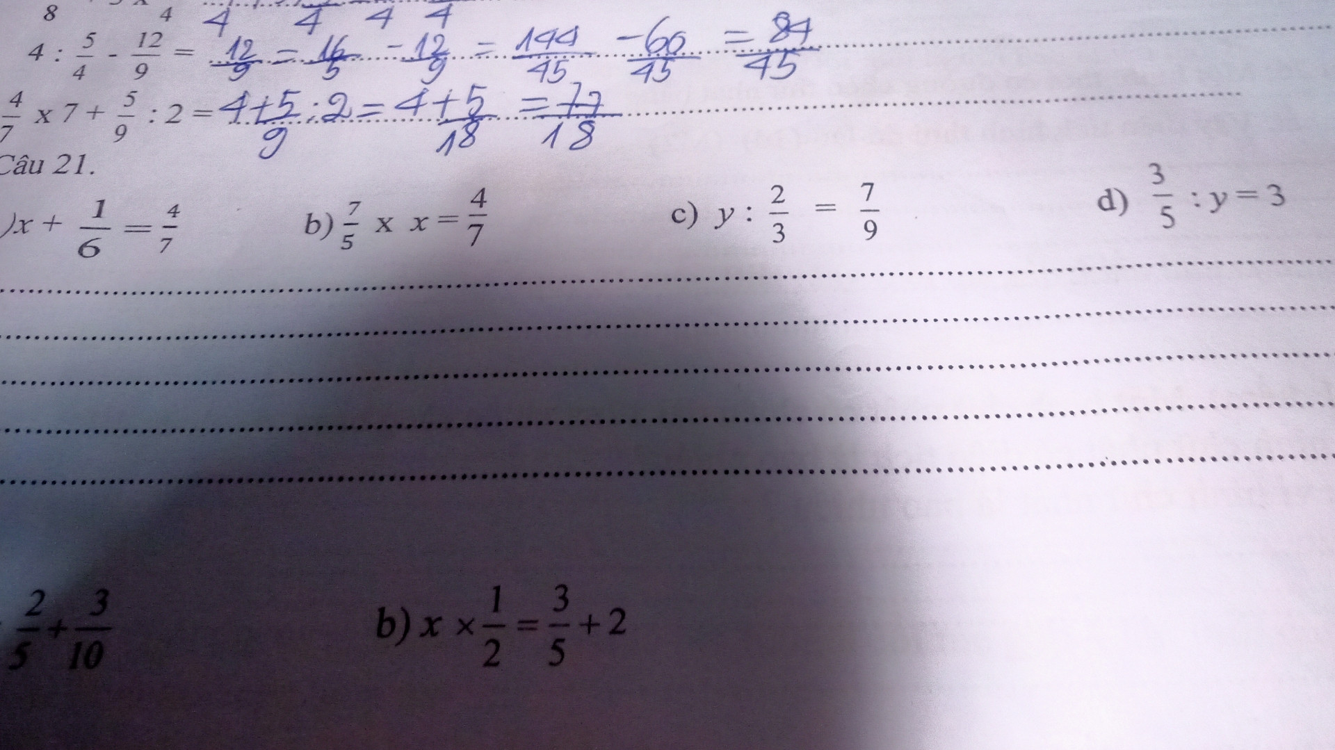 x+16=47b) 75×x=47c) y : 23=79d) 35÷y=3