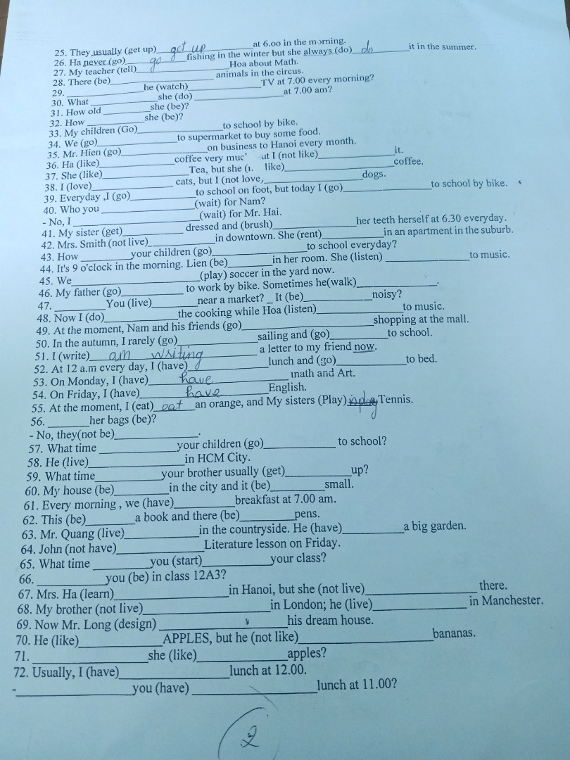 6. Yesterday, I (get) ______ up at 6 and (have) ______ breakfast at 6.30. 7. ___...