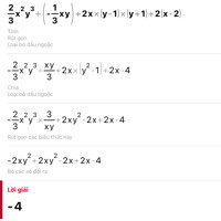 Chứng minh giá trị biểu thức không phụ thuộc vào giá trị của các biến
       2/3x^2y^3:(-1/3xy)+2x(y-1)(y+1)+2(x-2)(với xy ≠0)