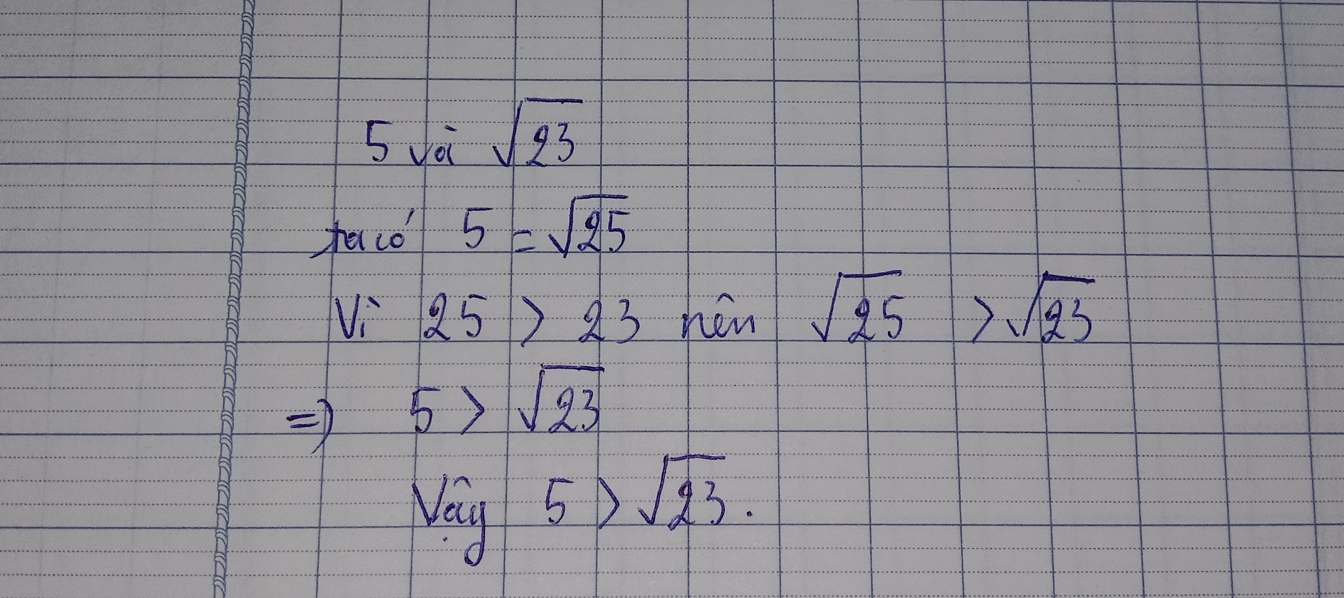 5 và √23