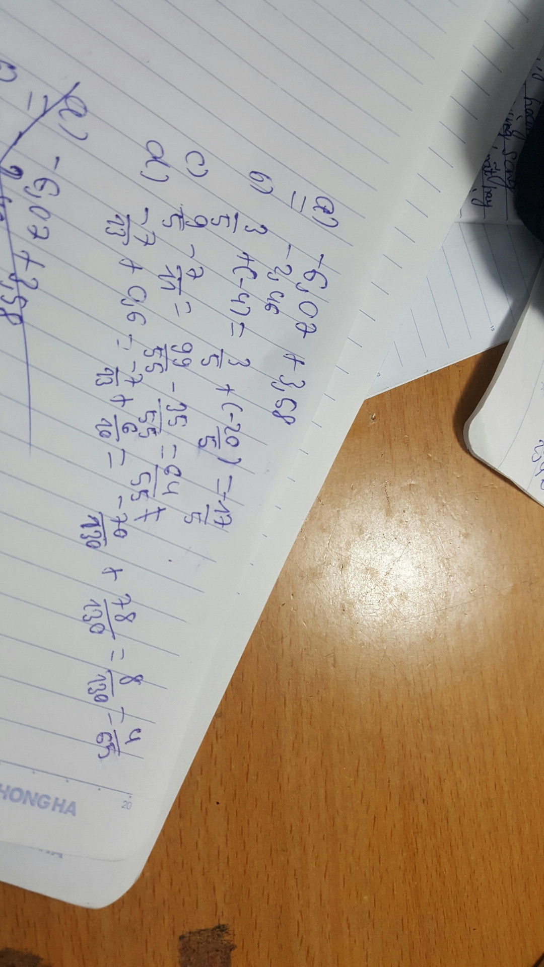 a) -6,07+3,58 
b)3/5+(-4)
c)9/5–7/11
d)-7/13+0,6
    Giúp em vs ạaaaaaaaaaa>:3