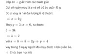 Một thợ may trong 6 ngày may được 3 bộ áo quần .Hỏi trong 8 ngày đó máy được bao nhiêu bộ áo quần