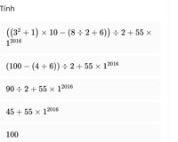 {[(3²+1)x10-(8:2+6)]:2}+55x1²⁰¹⁶