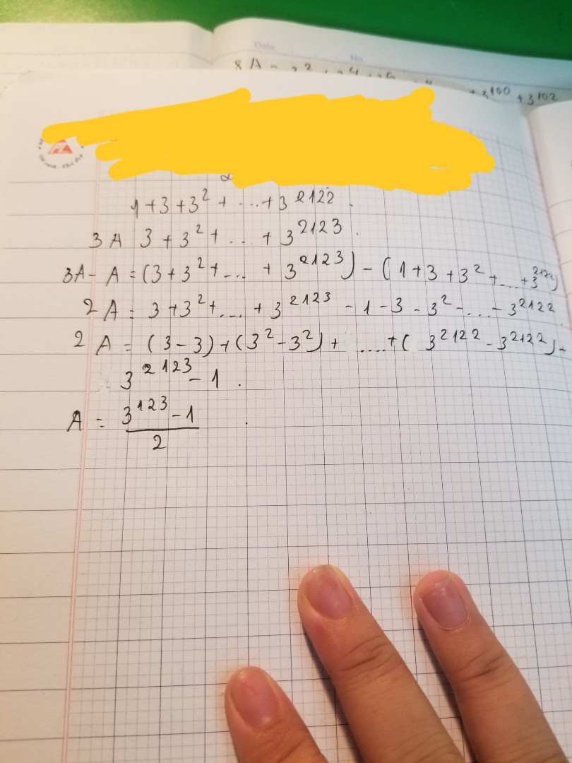 A= 1+3+3²+...3²¹²²