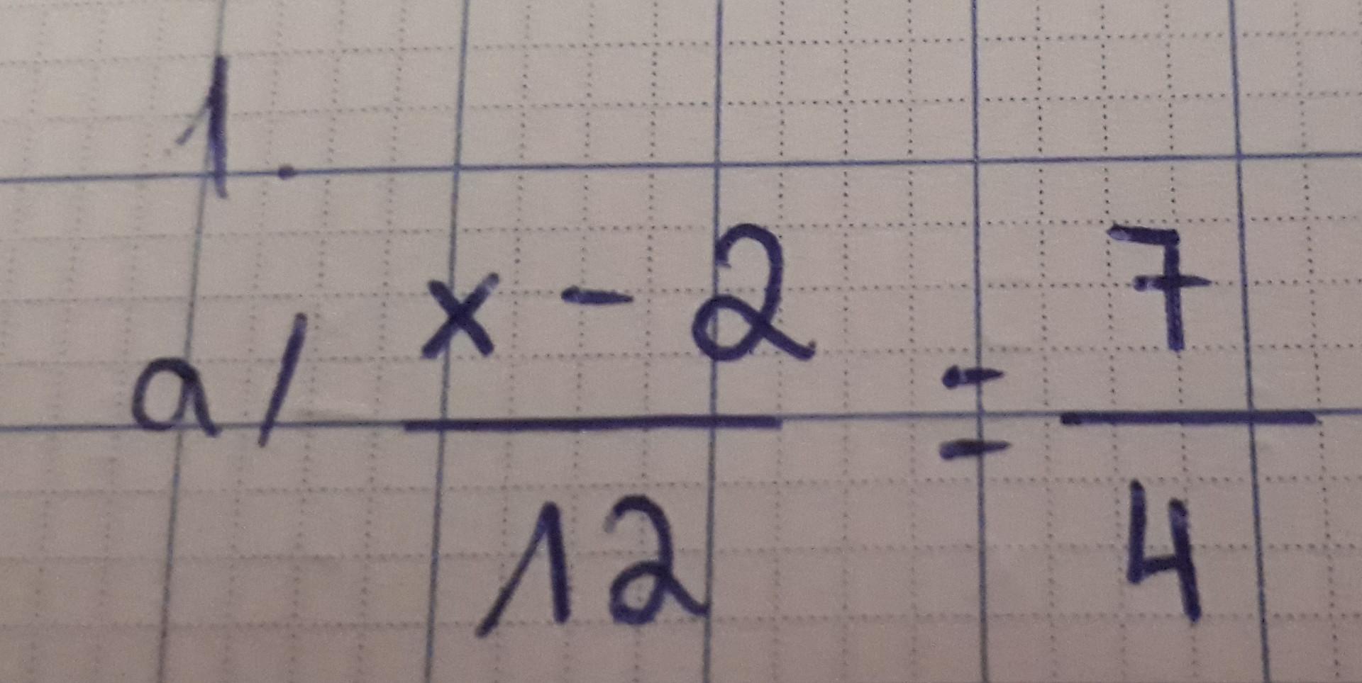 Tìm x thuộc Z
x-2/12 = 7/4