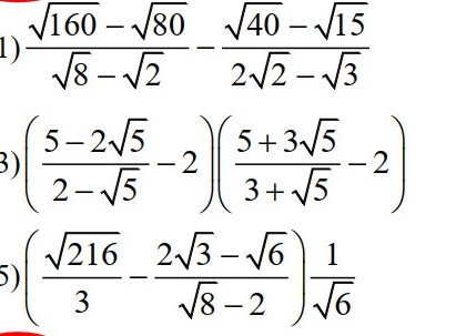 Giải hộ mình với
Rút gọn biểu thức
√160 - √80     √40 - √15
----------------- -  --------------
√8 -√2              2√2 - √3